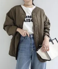 sale2999 ⇊【M】アンドミー ノーカラーキルティングジャケットのサムネイル