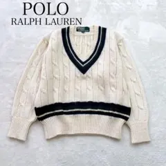 Polo by Ralph Lauren Vネック セーター ケーブルニット