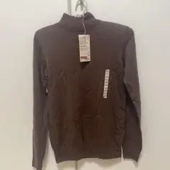 無印良品　ハイネック　洗えるセーター　ブラウン