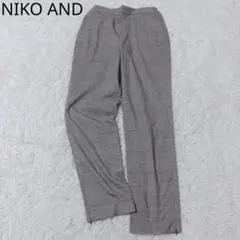 ニコアンド　カジュアルパンツ　ブラック　チェック柄　ウエストゴム　ポケット　M