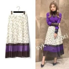 Diagram グレースコンチネンタル レオパード プリーツ スカート パープル