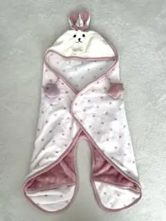 アプレレクール ウサギの耳付きフリースおくるみ 靴下セット