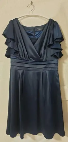 【美品】POUR VOUS　ネイビーフリル　パーティー　ドレス　XL
