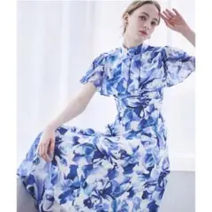 アンドクチュール 花柄フレアスリーブマキシワンピース　未使用