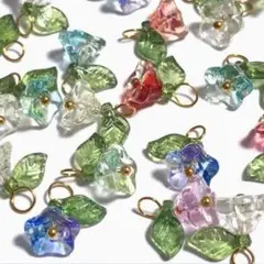 （6個セット）朝顔 ガラスチャーム アサガオ グラデーション ガラス ランダム
