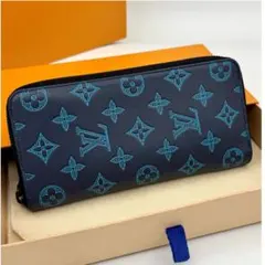 ルイヴィトン モノグラム シャドウ ジッピー ヴェルティカル ネイビー 長財布