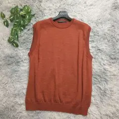 【cassidy homme】ノースリーブ ニットベスト (LL) ウール 茶色