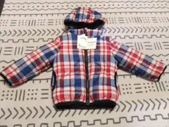 未使用　キッズ　チェック柄コート(80)送料込み