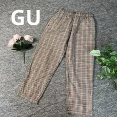 GUジーユー　カジュアルパンツ　チェックブラウン　Mサイズ