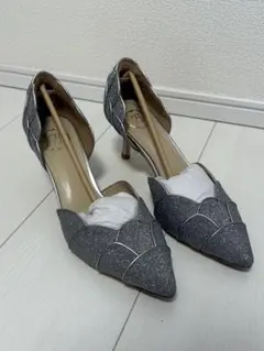 【新品・未使用】73hours シルバー花びらラメハイヒール　サイズ24.5cm