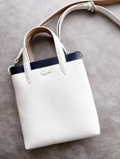 美品LACOSTE ラコステ ANNA リバーシブル ミニトートバッグ 2WAY