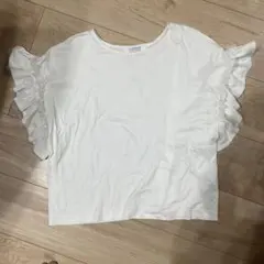 ローリーズファームフリルTシャツ　白レース　袖