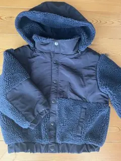 ネイビー フリースジャケット フード付き