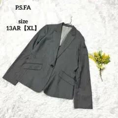 P.S.FA テーラードジャケット オフィスカジュアル ストライプ グレー XL