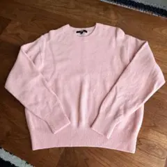 美品☆UNIQLO プレミアムラムクルーネックセーター ピンク M