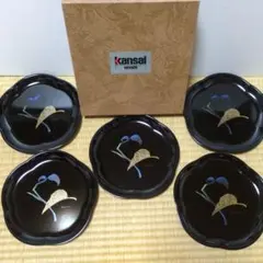 Kansai urushi 梅形多用皿セット 菓子皿 5枚セット(箱あり)のサムネイル