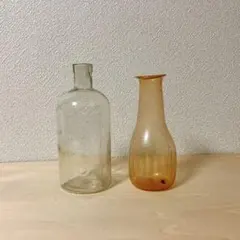 花瓶　2個セット　リサイクルガラス　フランス製　日本製　フラワーベース　レトロ瓶