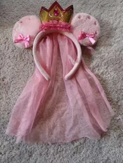 ミニー耳 王冠付きカチューシャ ピンク