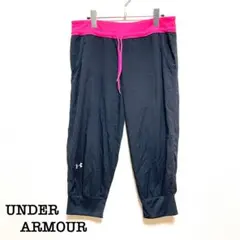 アンダーアーマー クロップドパンツ　【MD】　黒　ピンク　トレーニング　ウェア