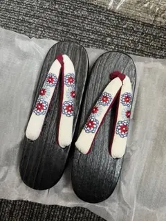 花柄刺繍 草履 黒