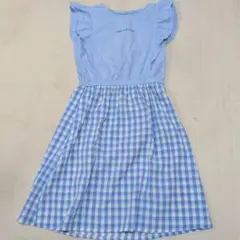 水色フリル袖ワンピース 160サイズ