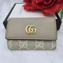 【極美品】 GUCCI グッチ キーケース 6連 GG マーモント ピンク