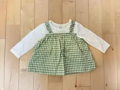 【美品】チェック　チュニック付きロンT　80㎝