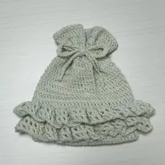 かぎ針編みフリル付き巾着袋