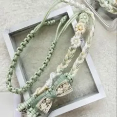 【長さ調整可能】スマホショルダー パラコード ハンドメイド グリーン系