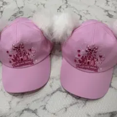 ミニーマウス ピンクキャップ ファー付き　2個セット