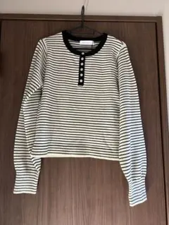 BONLECILL 配色ヘンリーネックニットプルオーバー