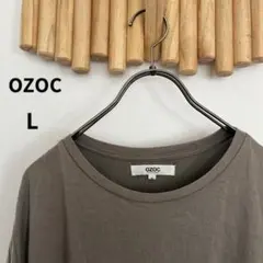 オゾック【L】クルーネック 半袖 Tシャツ カットソー ゆったり カーキのサムネイル