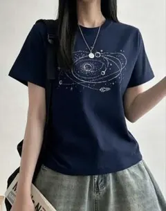 Tシャツ　宇宙　ネイビー