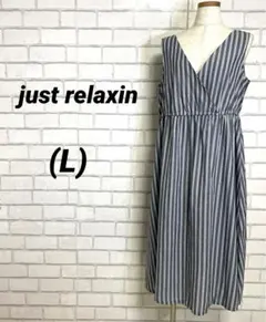 Just Relaxin マタニティワンピース　ストライプ　春夏L ノースリーブ