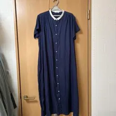 inobun リネン100% ネイビー 半袖シャツワンピースのサムネイル