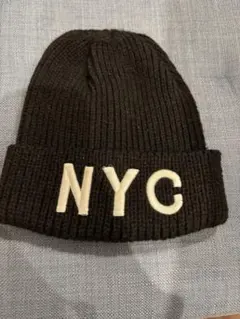 NYC刺繍 黒 ニット帽