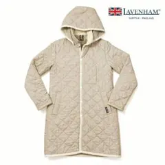 ラベンハム キルティングロングコート フード付 英国製 38