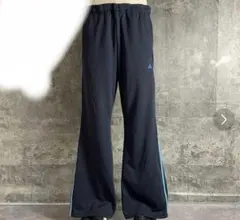 adidas〈フレアトラックパンツ 00s スリーライン y2k ネイビー L〉