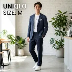 洗える！美品 ユニクロ EZYアンクルパンツ M 紺 425149 スラックス