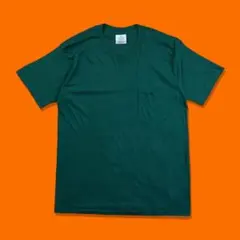 80s USA製 SEARS ポケットTシャツ 無地 シングルステッチ グリーンのサムネイル