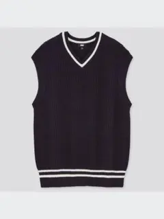 ユニクロ UNIQLO オーバーサイズVネックベスト ネイビー XS