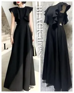 パーティードレス 結婚式ドレス ワンピース お呼ばれ♡フリル　L