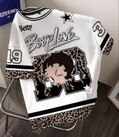 BettyBoop ベティちゃん 半袖Tシャツ ヒョウ柄 ホワイト 前後プリントのサムネイル