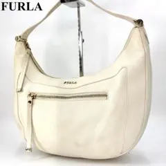 美品✨FURLA フルラ ワンショルダーバッグ レザー アイボリー シボ革