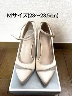 ベージュ ハイヒール ストラップ付き