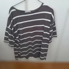 AMERICAN HOLIC ボーダーTシャツ 半袖 グレー×ホワイト