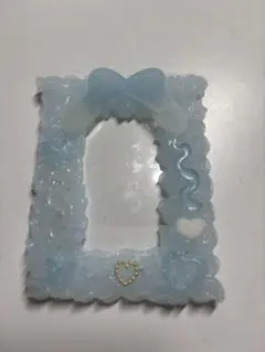 水色リボンハート ホイップデコ