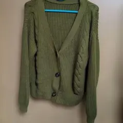 レディース カーディガン 2L カーキ