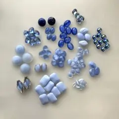 ブルー系ヴィンテージガラスパーツセット