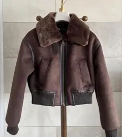 ZARA ブラウン スエード クロップドジャケット ムートンジャケット